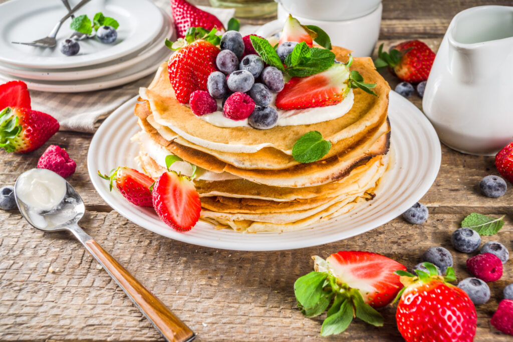 Pfannkuchen, pancake, strawberries, erdbeeren