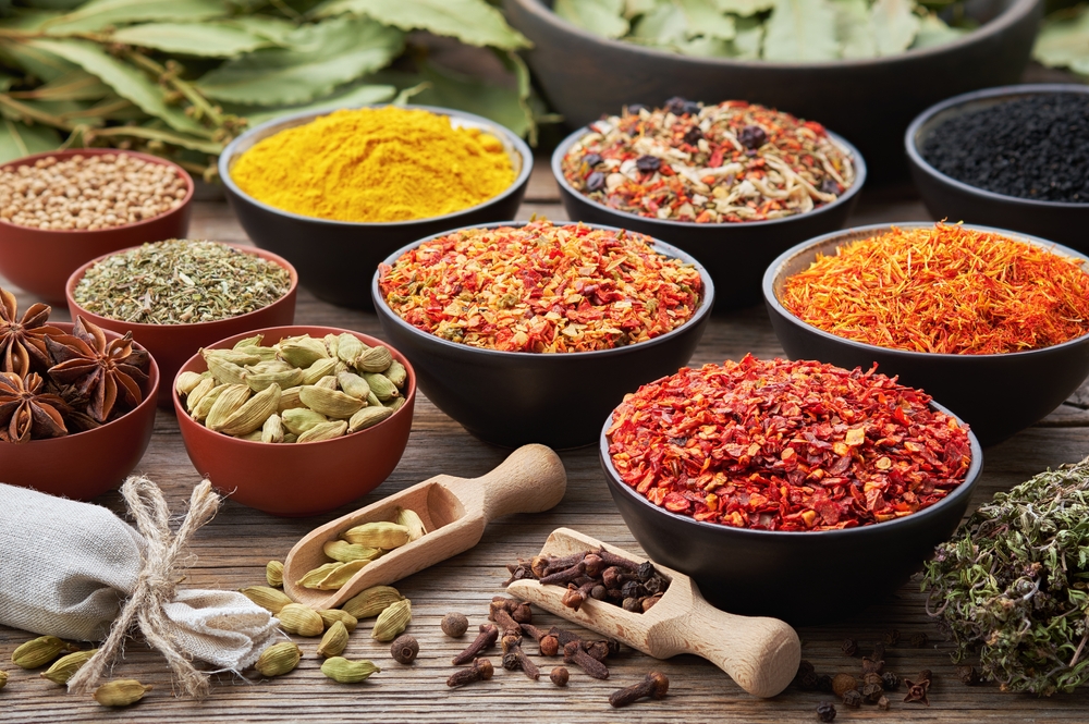 Bowls,Of,Various,Aromatic,Spices,And,Culinary,Herbs.,Different,Seasoning